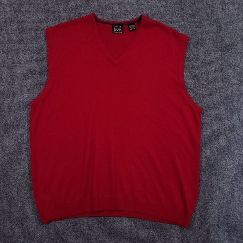 Jos A Bank Sweater Vest Men's XXL Signature‎ Collection Red 100% Merino Wool